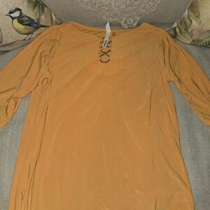 Women's Orange Lace-Up Top